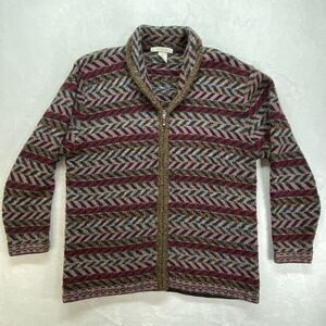 VTG Le Moda Cardigan Sweater Womens XL Full Zip Up Striped Knitwear Grandpa boho